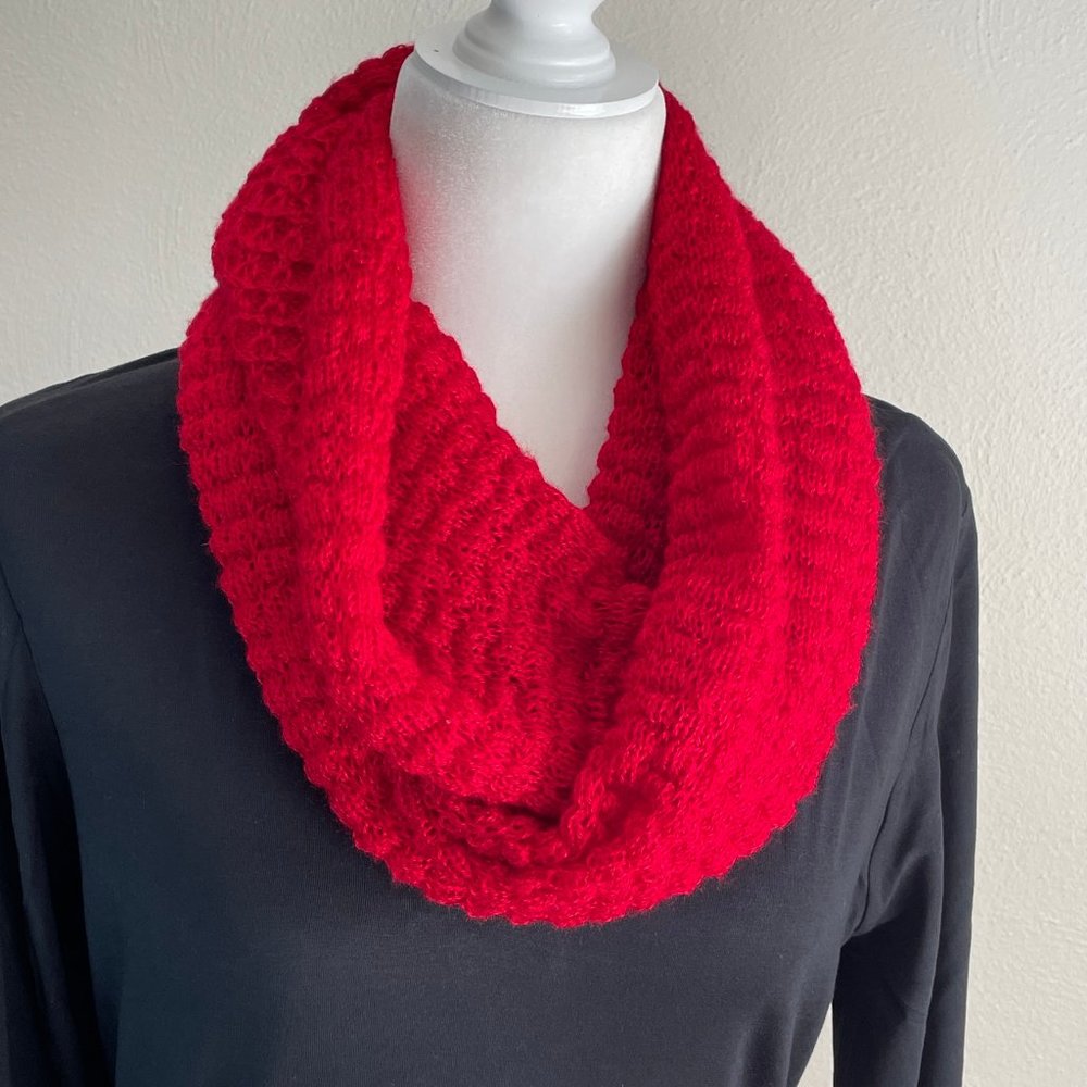 Beautiful Handmade Red Infinity Scarf